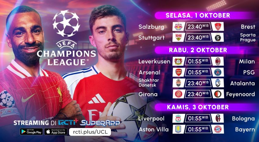 RADIO STATION Arsenal Jamu PSG, Berikut Jadwal Live Streaming UCL Matchday ke-2 di RCTI+ SuperApp