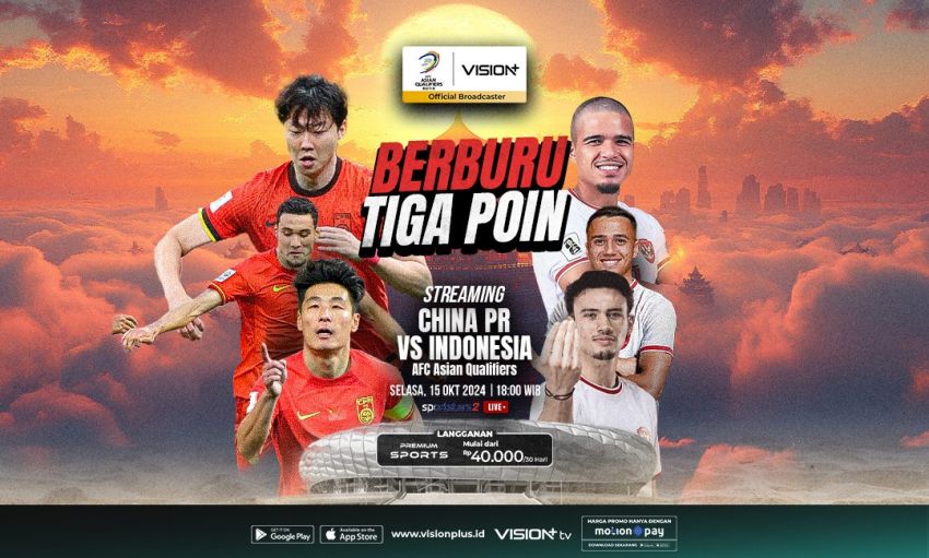 STATION NEWS China vs Indonesia, Akses Link Streamingnya di Vision+