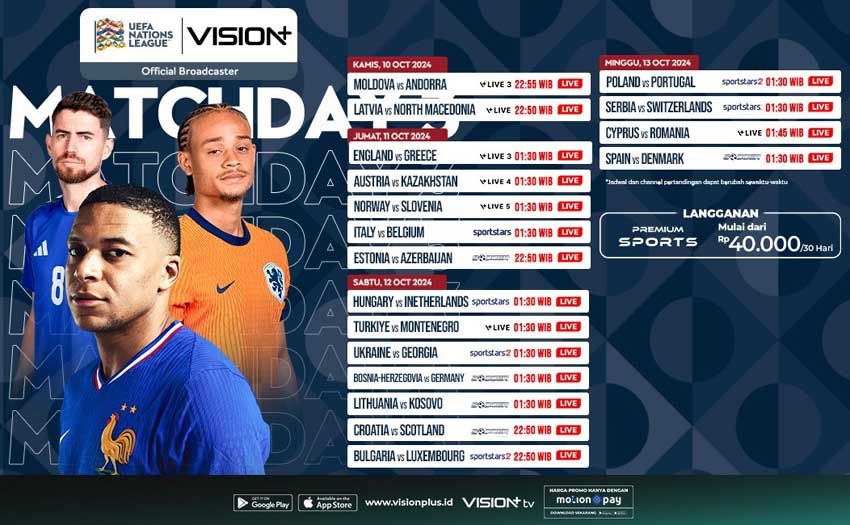 STATION NEWS Jadwal dan Link Nonton Matchday 3 UEFA Nations League di Vision+