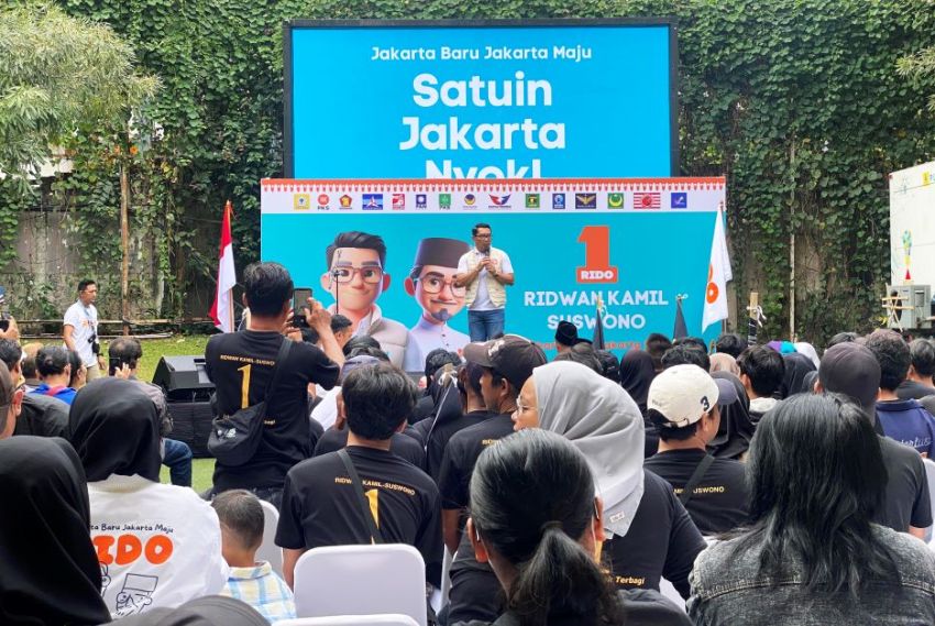 Hadiri Deklarasi Relawan, Ridwan Kamil Diteriaki Menang Satu Putaran