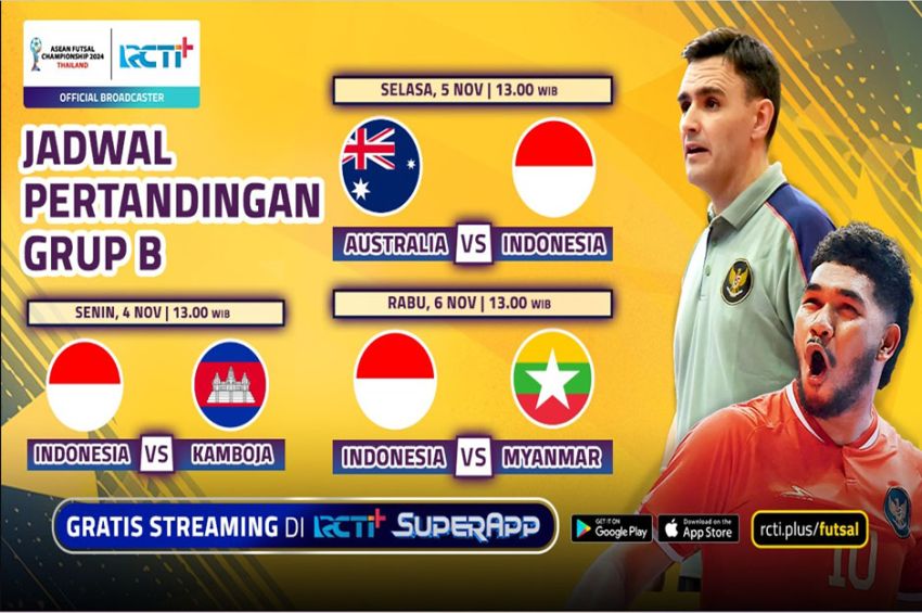 Jadwal Streaming Timnas Futsal Indonesia di ASEAN FUTSAL CHAMPIONSHIP 2024 THAILAND