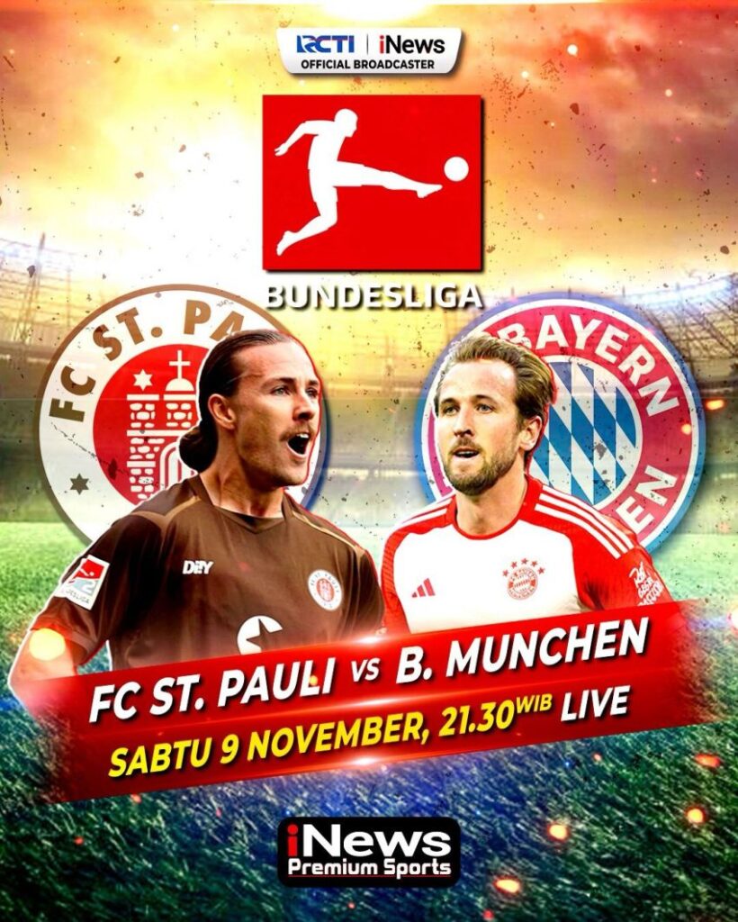 Live di iNews! Bayern Muenchen vs ST Pauli di Bundesliga Besok Malam Pukul 21.30 WIB