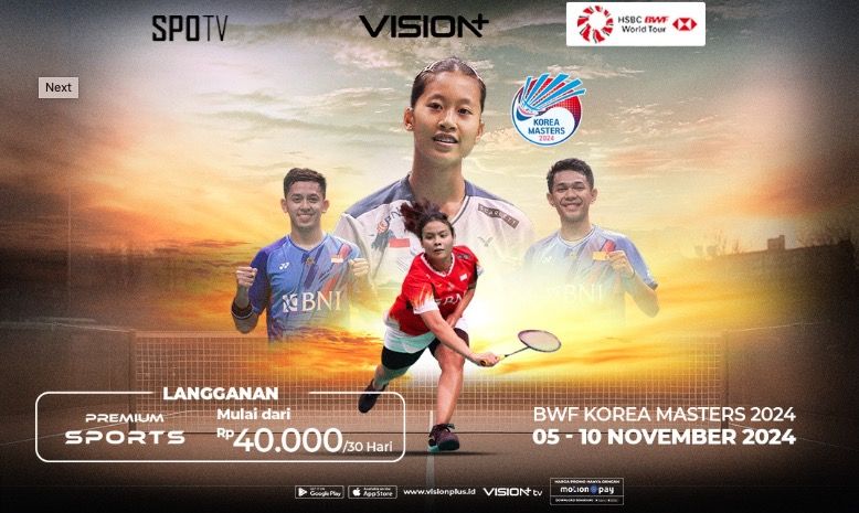 Perebutan Gelar di Babak Penentuan! Simak Jadwal dan Link Streaming BWF Korea Masters di Vision+