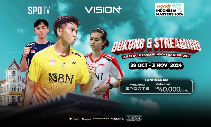 Streaming BNI Indonesia Masters II Super 100 di Vision+, Cek Link Streamingnya di Sini