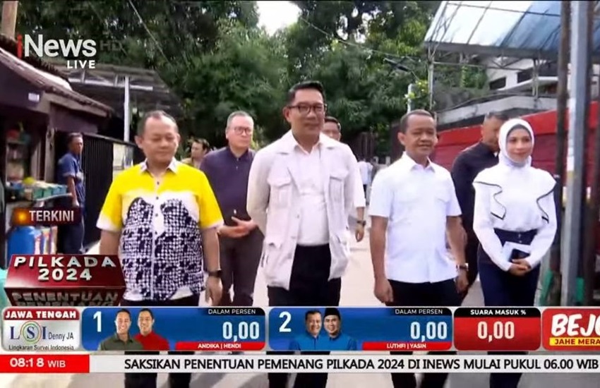 Antarkan Bahlil Lahadalia Nyoblos di TPS Duren Tiga, Ridwan Kamil Diajak Warga Foto Bareng