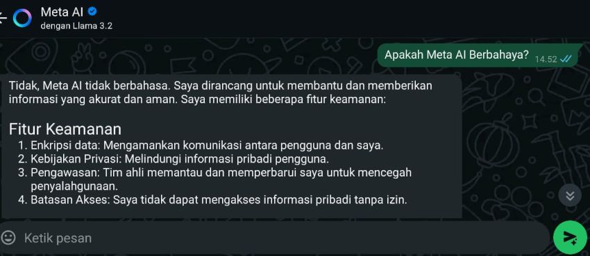 Apakah Meta AI di WhatsApp Berbahaya? Artikel Ini Jawabannya