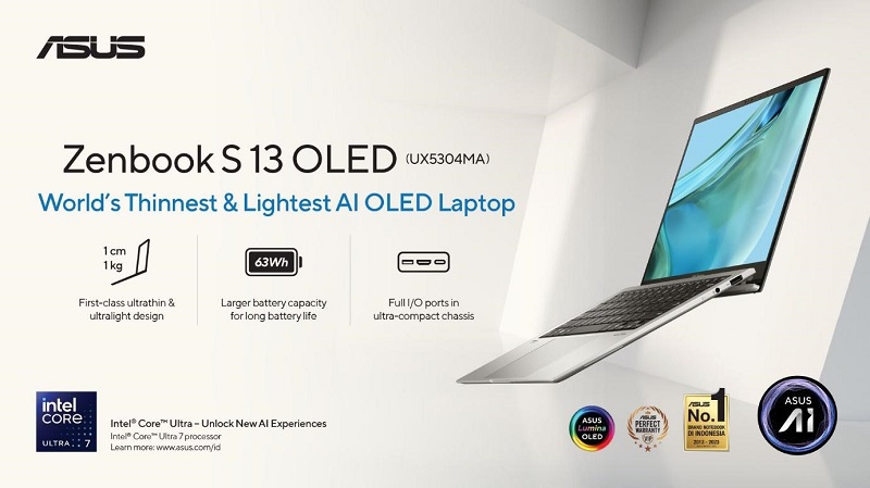 ASUS Zenbook S 13 OLED (UX5304MA), Laptop Tipis untuk Konsultan Pemasaran