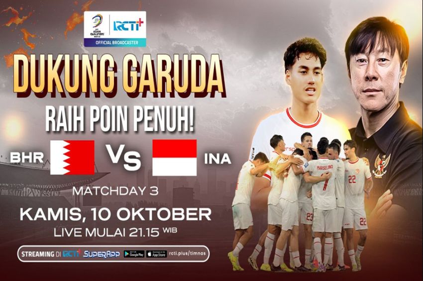 Link Live Streaming Timnas Indonesia vs Bahrain di Kualifikasi Piala Dunia 2026