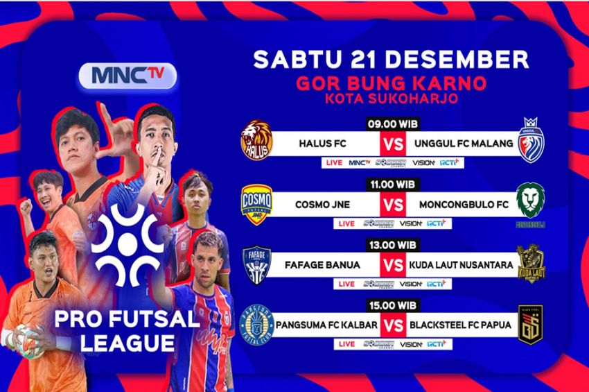 Live di MNCTV Pro Futsal League 2025, Halus FC Jakarta vs Unggul FC Malang