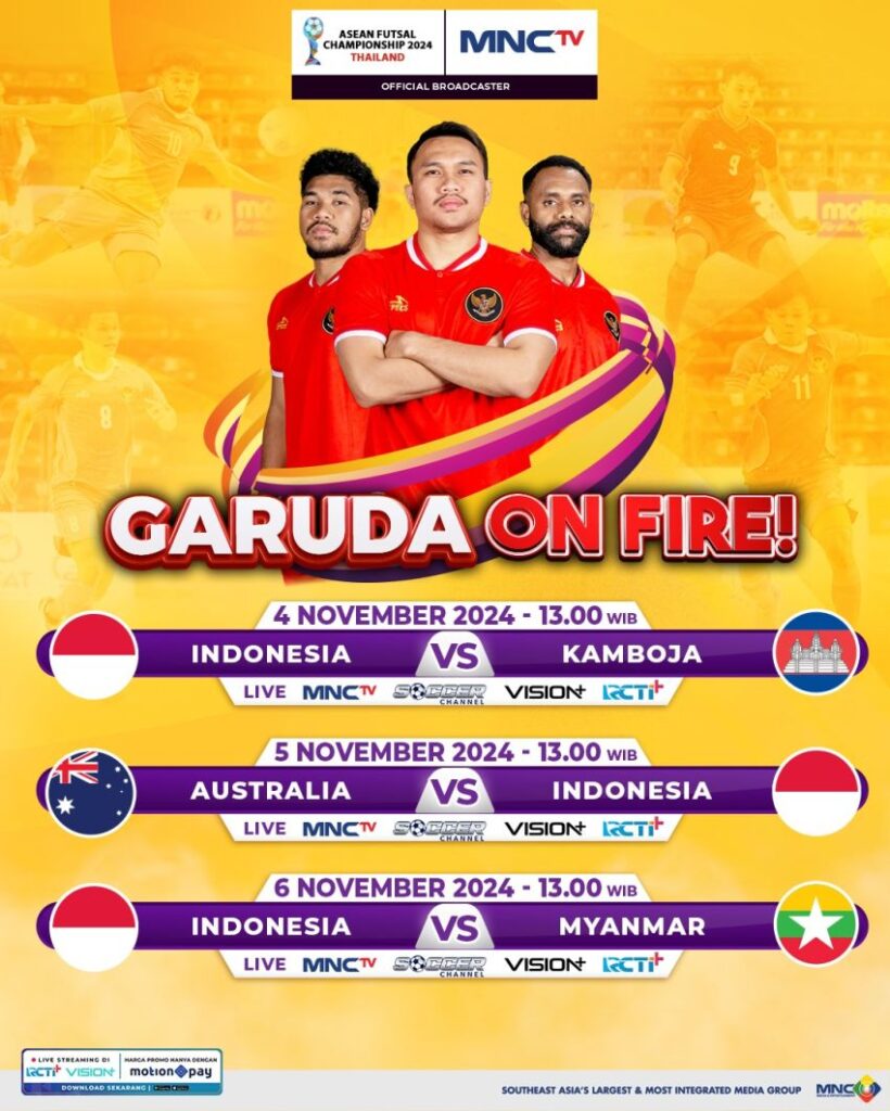 MNCTV Tayangkan Timnas Futsal Indonesia vs Kamboja di Laga Perdana ASEAN Futsal Championship 2024