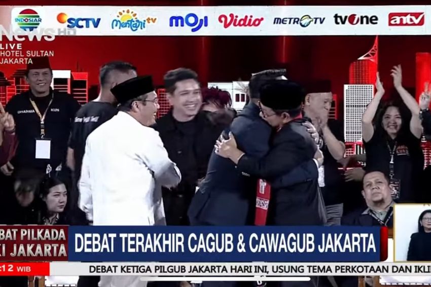 Momen Cagub-Cawagub Berpelukan Usai Debat Pamungkas Pilkada Jakarta