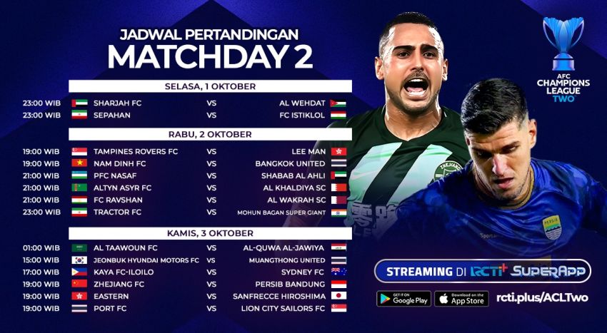 Persib Tandang ke Zhejiang FC, Berikut Jadwal Live Streaming ACL Two Matchday ke-2 di RCTI+ SuperApp