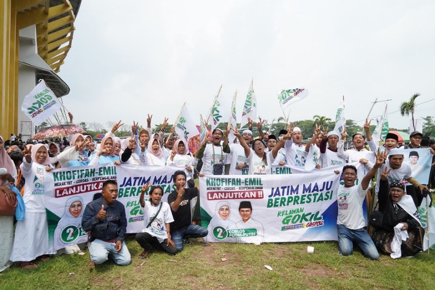 Ribuan Relawan Gokil Gaspoll Ramaikan Kampanye Akbar Khofifah-Emil