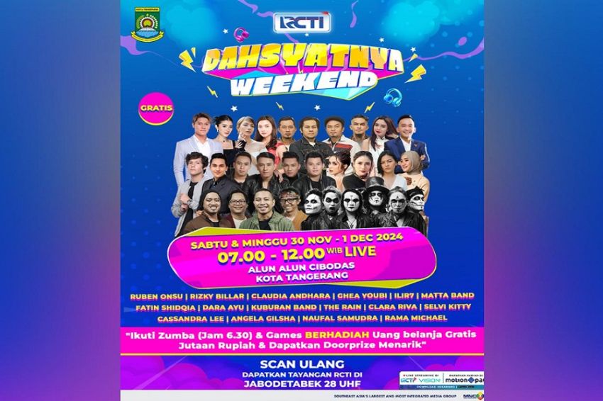 Rizky Billar, Ghea Youbi hingga Kuburan Band Siap Guncang Dahsyatnya Weekend di Alun Alun Cibodas Tangerang