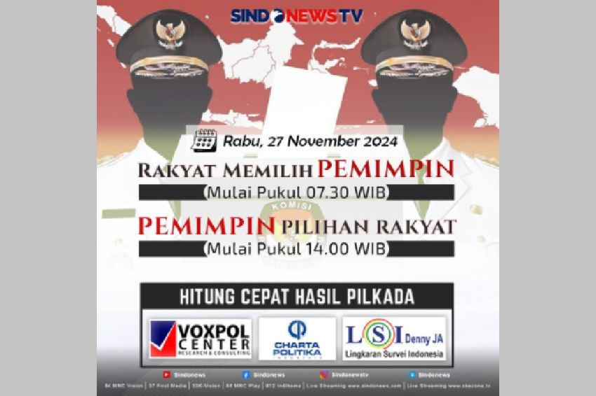 Saksikan Rakyat Memilih Pemimpin dan Pemimpin Pilihan Rakyat di SINDONEWS TV dan SINDOnews.com, Rabu 27 November 2024 Mulai Pukul 07.30 WIB