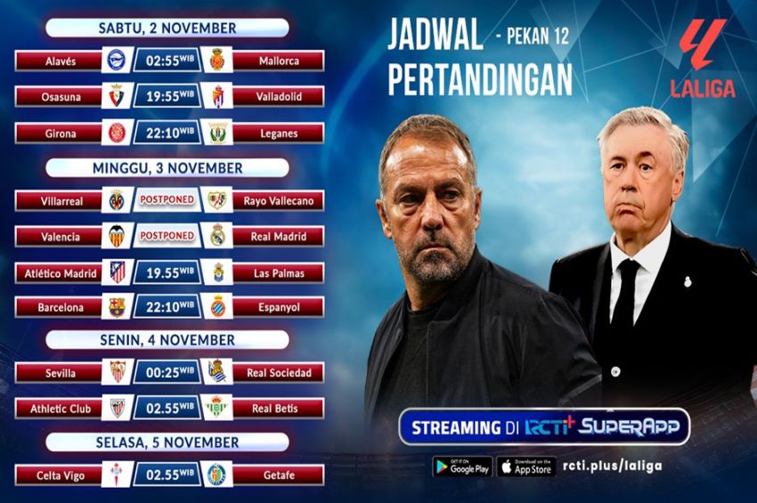 Jadwal Streaming La Liga Pekan ke-12 di RCTI+ SuperApp