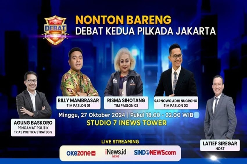 Link Live Streaming Debat Kedua Pilkada Jakarta 2024 di SINDOnews.com