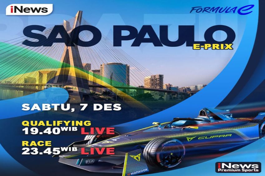 Live di iNews Formula E Sao Paulo E-Prix 2025, Malam Ini Pukul 19.40 WIB