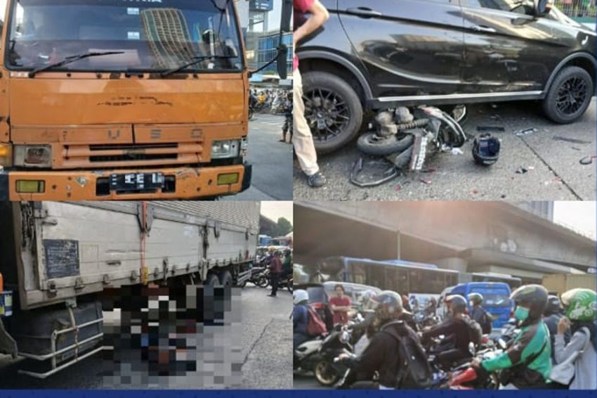 Truk Tronton Tabrak 8 Kendaraan di Slipi Jakbar, 1 Tewas dan 4 Orang Terluka