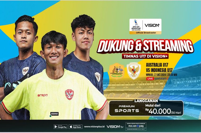 Jadwal dan Link Streaming Indonesia vs Australia Kualifikasi Piala Asia U-17 di Vision+