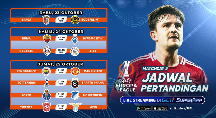 Jadwal Live Streaming Europa League Matchday ke-3 di RCTI+ SuperApp